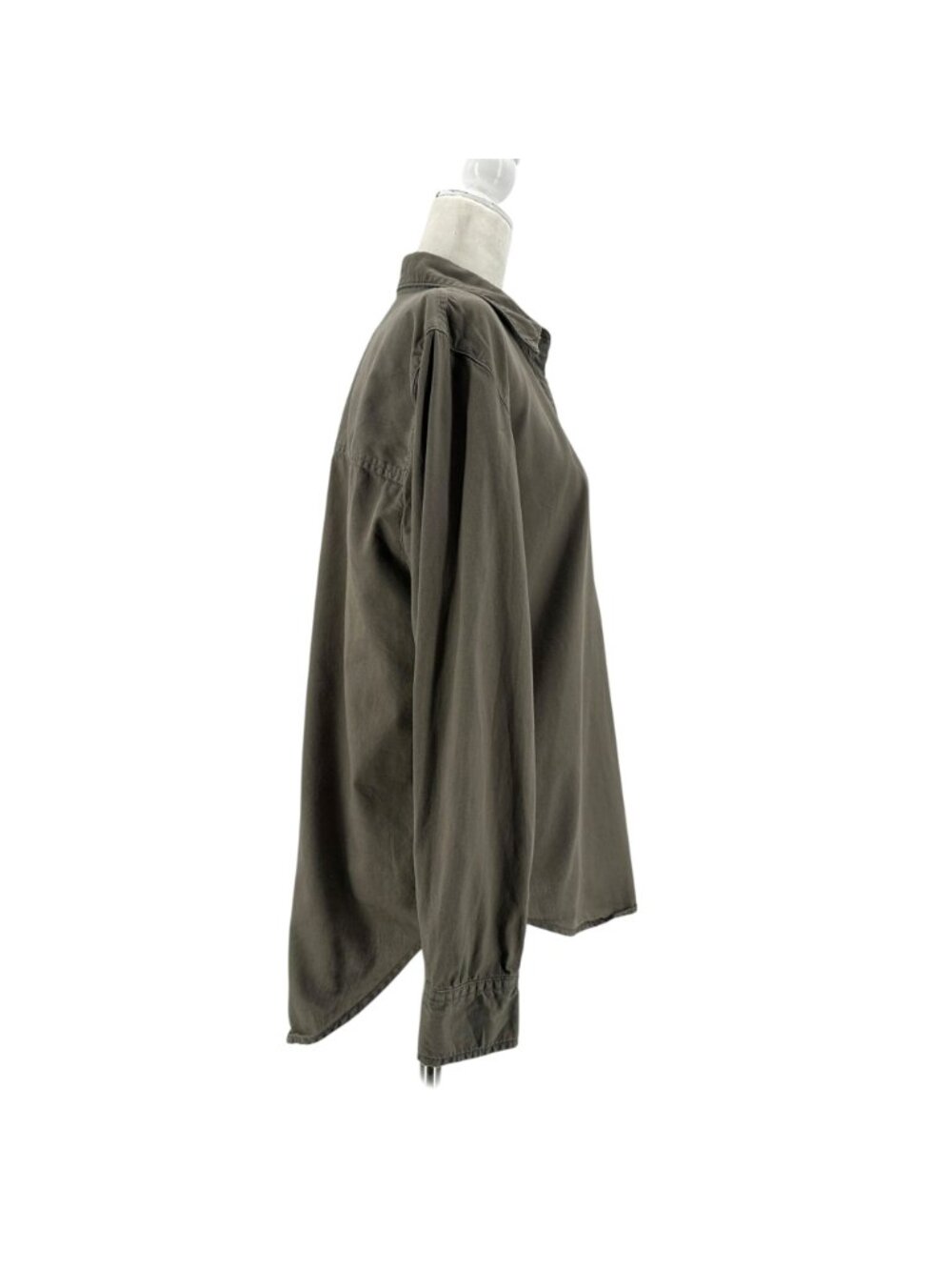 Aritzia Denim Forum Womens Small Top Cotton Green Button Relaxed Fit - Picture 3 of 7